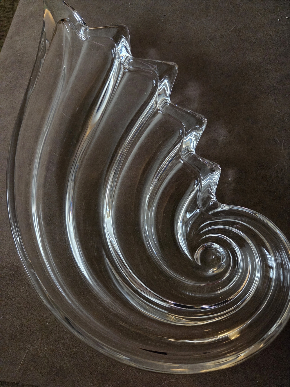 MIKASA Crystal "Clearwater" Nautilus Shell~13"~Hostess Bowl
